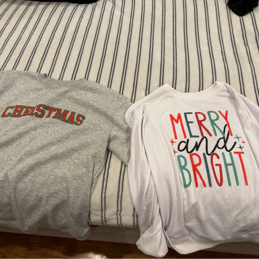 Festive Gray and White Holiday Sweaters